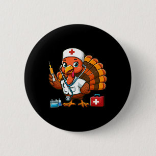 Thanksgiving Scrub Tops Women Girls Turkey Nurse F 6 Cm Round Badge