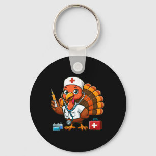 Thanksgiving Scrub Tops Women Girls Turkey Nurse F Key Ring