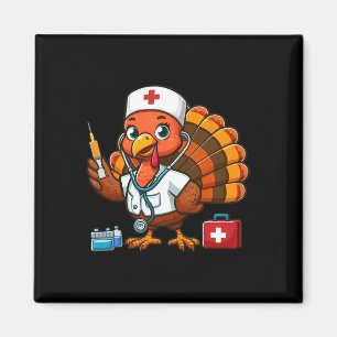 Thanksgiving Scrub Tops Women Girls Turkey Nurse F Magnet