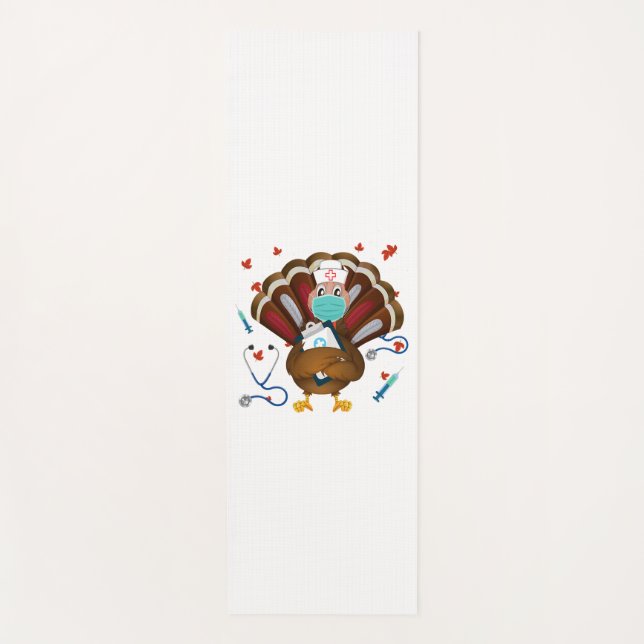 Thanksgiving Scrub Tops Women Turkey Nurse Holida Yoga Mat (Front)