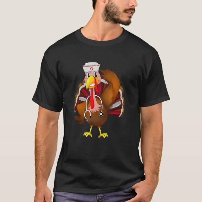 Thanksgiving Scrub Tops Women Turkey Nurse Holiday (Front)