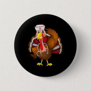 Thanksgiving Scrub Tops Women Turkey Nurse Holiday 6 Cm Round Badge