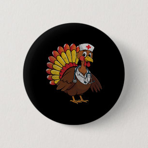 Thanksgiving Scrub Tops Women Turkey Nurse Holiday 6 Cm Round Badge
