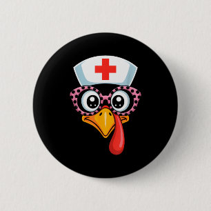 Thanksgiving Scrub Tops Women Turkey Nurse Holiday 6 Cm Round Badge