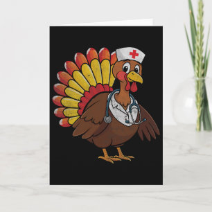 Thanksgiving Scrub Tops Women Turkey Nurse Holiday Card