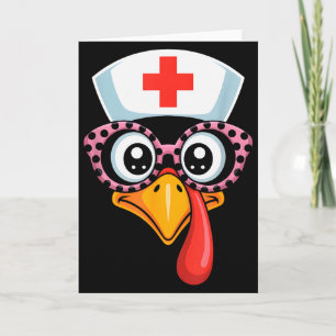 Thanksgiving Scrub Tops Women Turkey Nurse Holiday Card