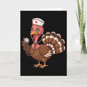 Thanksgiving Scrub Tops Women Turkey Nurse Holiday Card