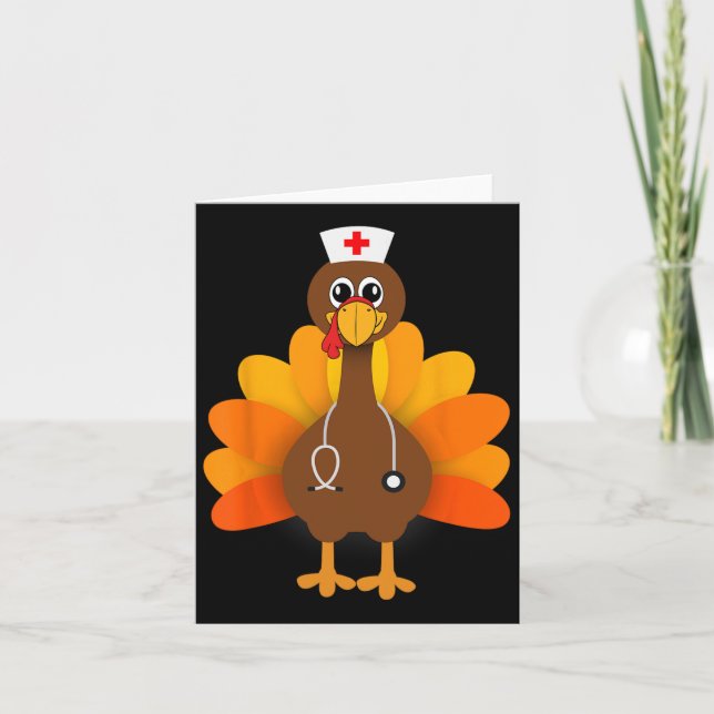 Thanksgiving Scrub Tops Women Turkey Nurse Holiday Card (Front)