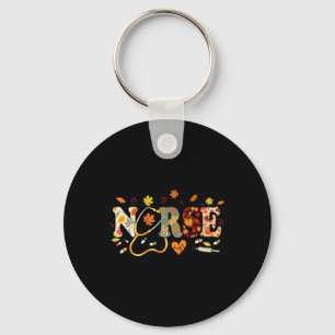 Thanksgiving Scrub Tops Women Turkey Nurse Holiday Key Ring