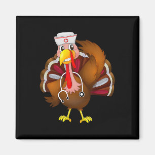 Thanksgiving Scrub Tops Women Turkey Nurse Holiday Magnet