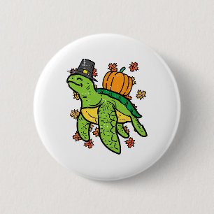Thanksgiving Sea Turtle Cute Tortoise Fall Men Wom 6 Cm Round Badge