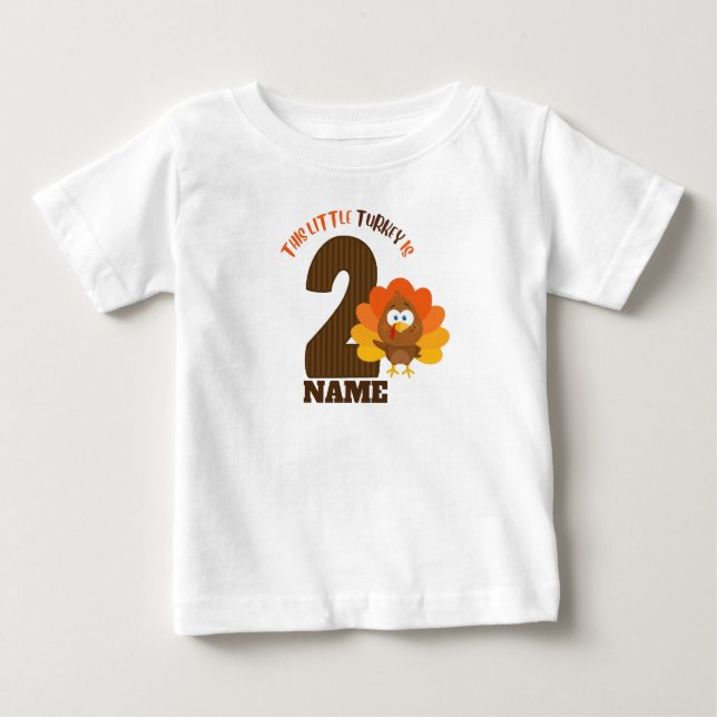 thanksgiving second birthday shirt little turkey (Front)