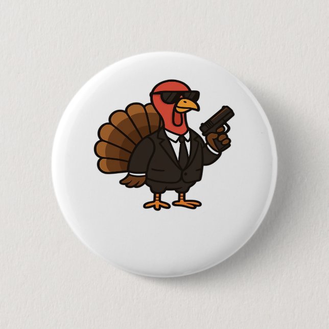 Thanksgiving Secret Agent Turkey Classic T-Shirt 6 Cm Round Badge (Front)