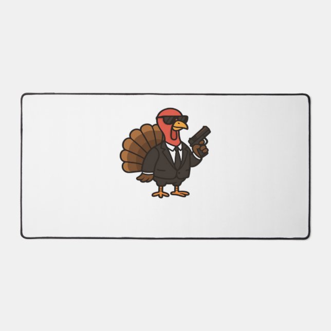 Thanksgiving Secret Agent Turkey Classic T-Shirt Desk Mat (Front)