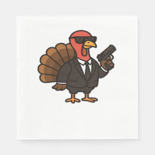 Thanksgiving Secret Agent Turkey Classic T-Shirt Napkin