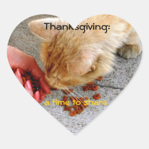 Thanksgiving Sharing with Animals Heart Sticker