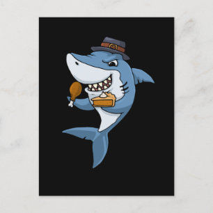 Thanksgiving Shark Gift Pumpkin Pie Thanksgiving Postcard