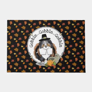 Thanksgiving Shetland Sheepdog (blue merle) Funny Doormat