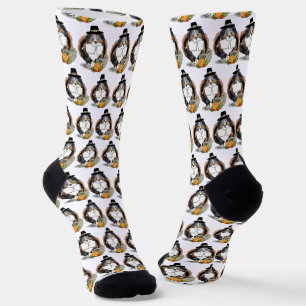 Thanksgiving Shetland Sheepdog (blue merle) Funny Socks