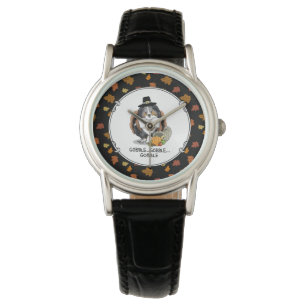 Thanksgiving Shetland Sheepdog (blue merle) Funny Watch