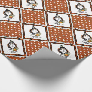Thanksgiving Shetland Sheepdog (blue merle) Funny Wrapping Paper