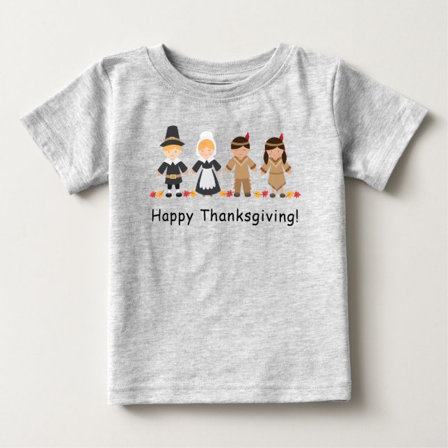 Thanksgiving Shirt for Baby - Grey (Front)