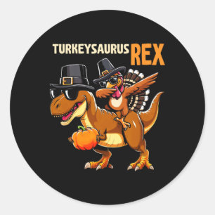 Thanksgiving Shirt For Kids Turkeysaurus Rex Dinos Classic Round Sticker