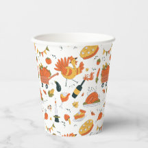 Thanksgiving Simple Party Pumpkins Turkey Pie Wine