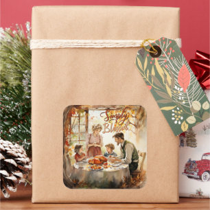 Thanksgiving - Simply Blessed Square Sticker