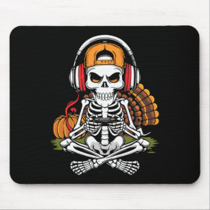 Thanksgiving Skeleton Gamer Video Gaming Boys Men Mouse Pad