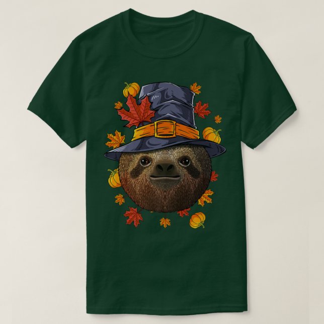 Thanksgiving Sloth Pilgrim Costume Fall Autumn T-Shirt (Design Front)