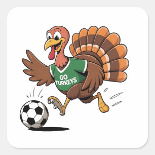Thanksgiving Soccer Soccer Turkey Gobbler Square Sticker