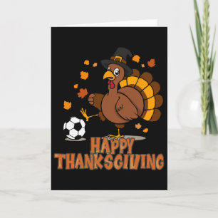Thanksgiving Soccer Turkey Bicycle Kick Men Boys Card