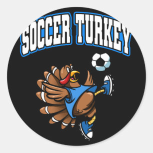 Thanksgiving Soccer Turkey Bicycle Kick Men Boys Classic Round Sticker