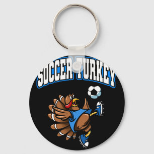 Thanksgiving Soccer Turkey Bicycle Kick Men Boys  Key Ring