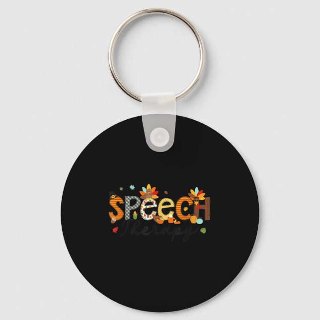 Thanksgiving Speech Therapy Thankful Slp Turkey Sp Key Ring (Front)