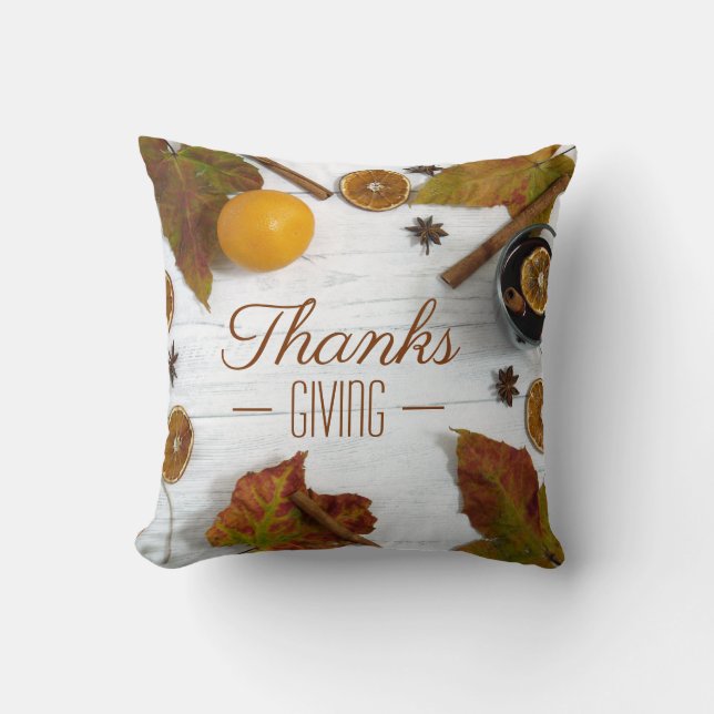 Thanksgiving Spices Throw Pillow (Front)