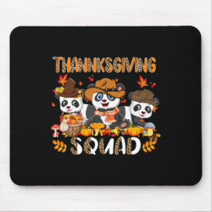 Thanksgiving Squad Leopard Three Fall Pandas Weari Mouse Pad