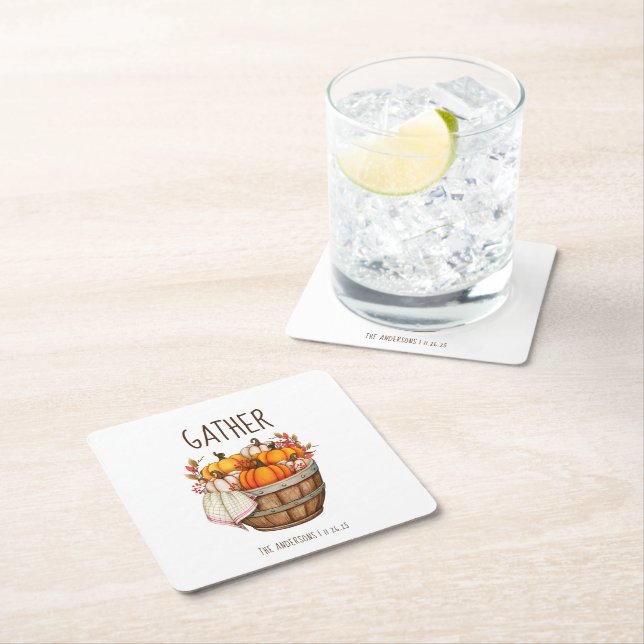 Thanksgiving Square Paper Coaster (Insitu)