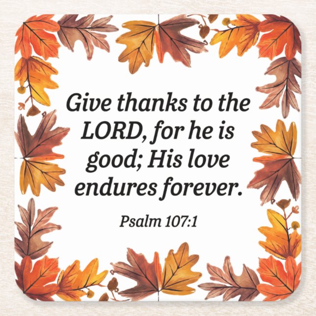 Thanksgiving Square Paper Coaster (Front)