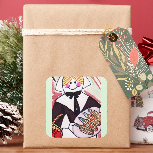 THANKSGIVING   SQUARE STICKER (Holiday)