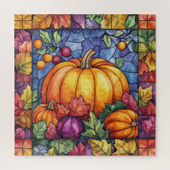 Thanksgiving Stained Glass Puzzle (Vertical)