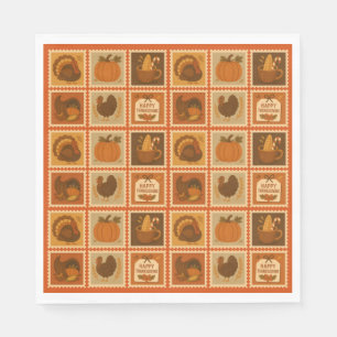 Thanksgiving Stamp Collage Paper Napkin