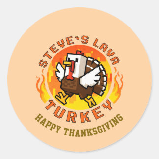Thanksgiving Steve's Lava Turkey Plate Classic Round Sticker