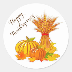 Thanksgiving Stickers/Happy Thanksgiving Classic Round Sticker