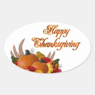 Thanksgiving Stickers/Pumpkins Oval Sticker