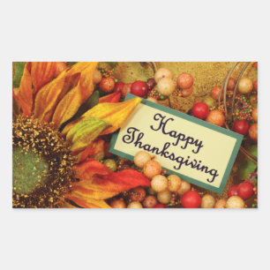 Thanksgiving Stickers/Sunflower and Cranberries Rectangular Sticker