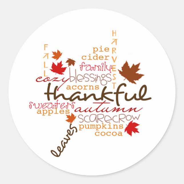 Thanksgiving Stickers/Typography Classic Round Sticker (Front)