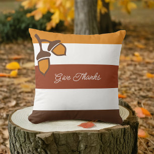 Thanksgiving Stripes and Acorns Cushion