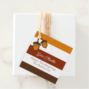 Thanksgiving Stripes and Acorns Favour Tags